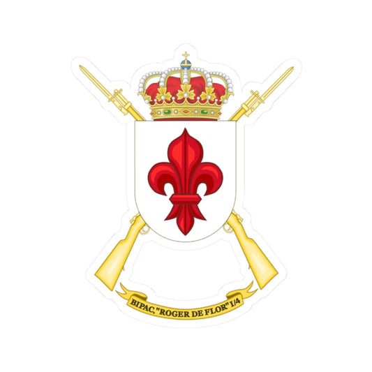 Coat of Arms of the 1st-4 Parachute Infantry Flag Roger de Flor (Spain) (Coat of Arms) STICKER Vinyl Kiss-Cut Decal 2 Inch White - The Sticker Space