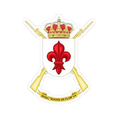 Coat of Arms of the 1st-4 Parachute Infantry Flag Roger de Flor (Spain) (Coat of Arms) STICKER Vinyl Kiss-Cut Decal 3 Inch White - The Sticker Space