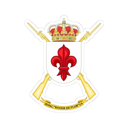 Coat of Arms of the 1st-4 Parachute Infantry Flag Roger de Flor (Spain) (Coat of Arms) STICKER Vinyl Kiss-Cut Decal 4 Inch White - The Sticker Space