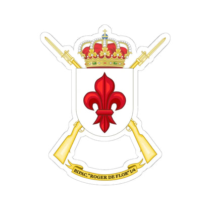 Coat of Arms of the 1st-4 Parachute Infantry Flag Roger de Flor (Spain) (Coat of Arms) STICKER Vinyl Kiss-Cut Decal 6 Inch White - The Sticker Space