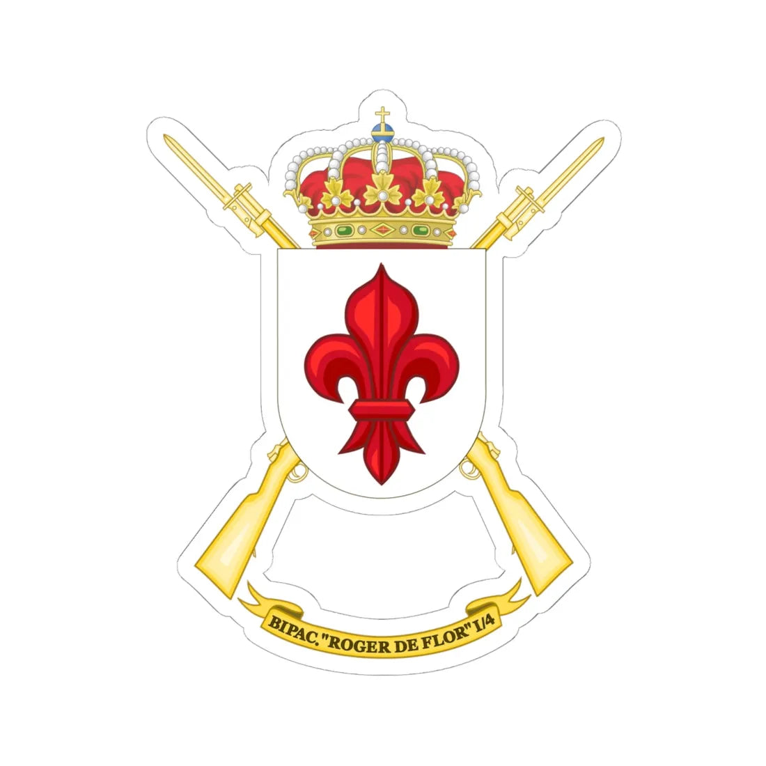 Coat of Arms of the 1st-4 Parachute Infantry Flag Roger de Flor (Spain) (Coat of Arms) STICKER Vinyl Kiss-Cut Decal - The Sticker Space