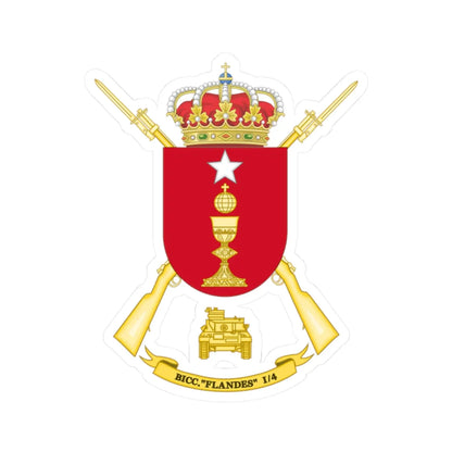Coat of Arms of the 1st-4 Tank Infantry Battalion Flandes (Spain) (Coat of Arms) STICKER Vinyl Kiss-Cut Decal 2 Inch White - The Sticker Space