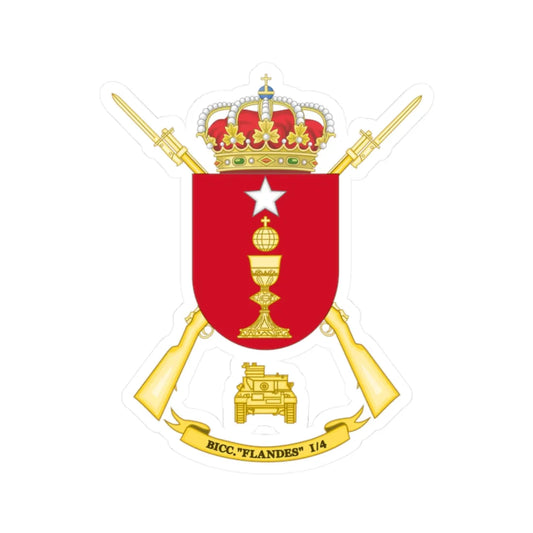 Coat of Arms of the 1st-4 Tank Infantry Battalion Flandes (Spain) (Coat of Arms) STICKER Vinyl Kiss-Cut Decal 2 Inch White - The Sticker Space