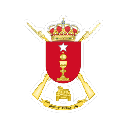 Coat of Arms of the 1st-4 Tank Infantry Battalion Flandes (Spain) (Coat of Arms) STICKER Vinyl Kiss-Cut Decal 3 Inch White - The Sticker Space