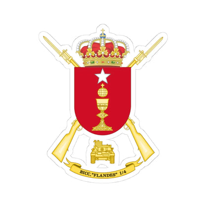 Coat of Arms of the 1st-4 Tank Infantry Battalion Flandes (Spain) (Coat of Arms) STICKER Vinyl Kiss-Cut Decal 4 Inch White - The Sticker Space
