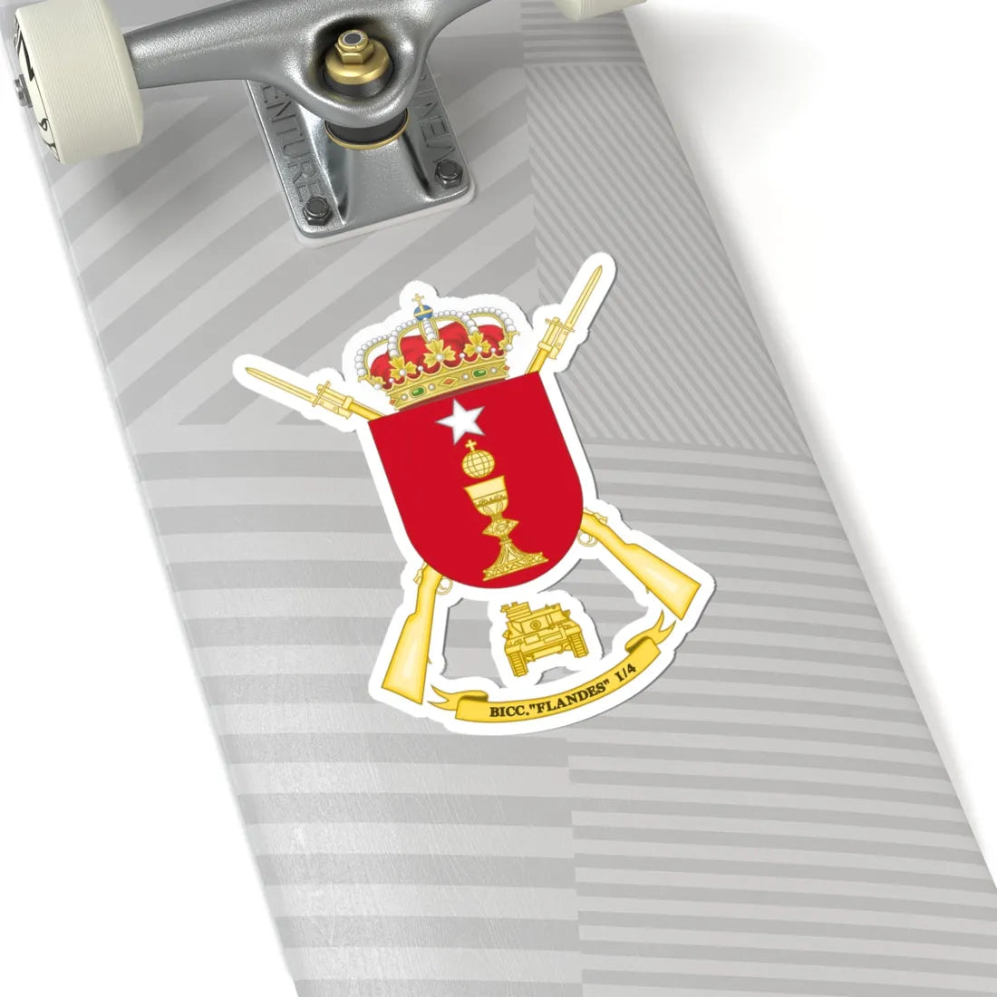 Coat of Arms of the 1st-4 Tank Infantry Battalion Flandes (Spain) (Coat of Arms) STICKER Vinyl Kiss-Cut Decal - The Sticker Space