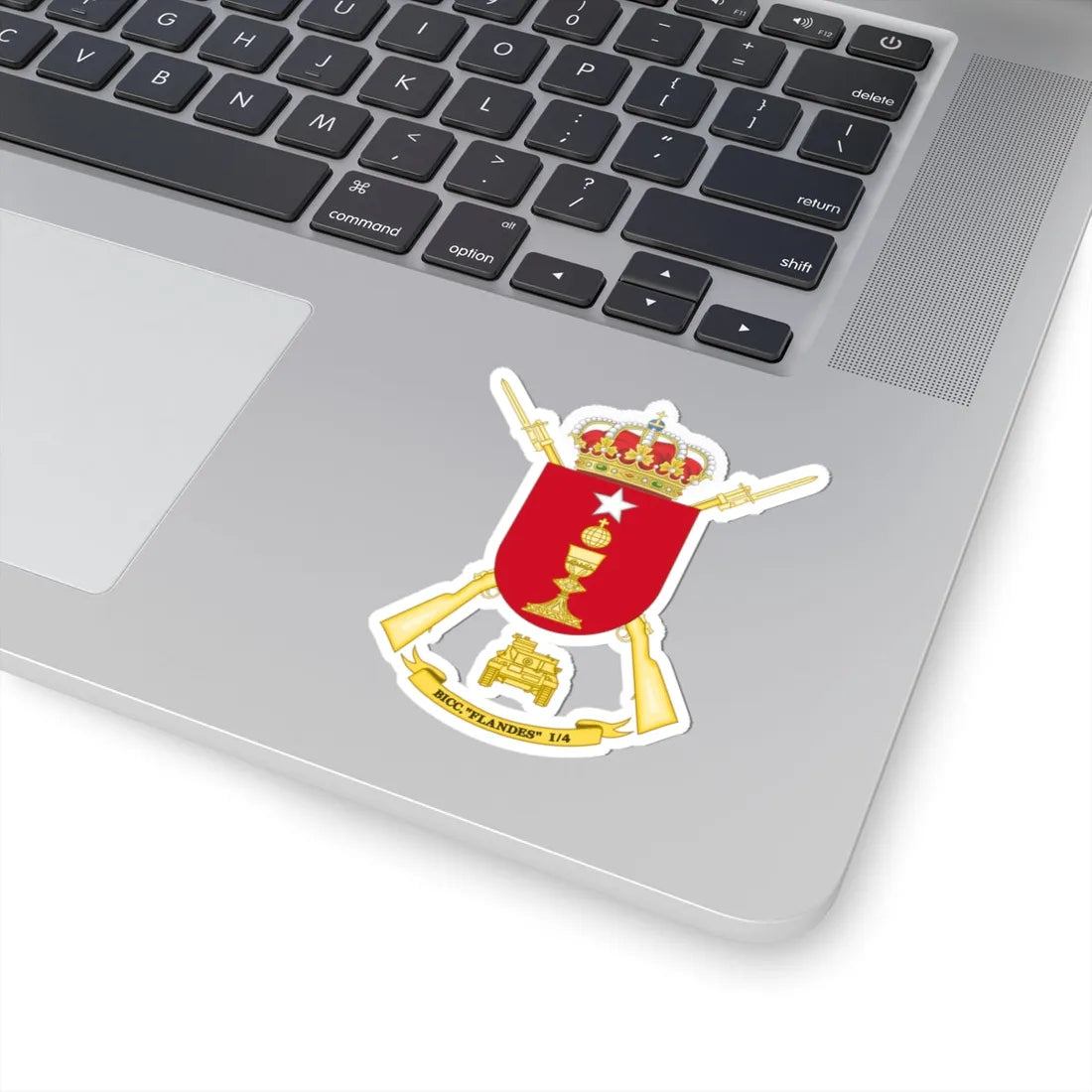 Coat of Arms of the 1st-4 Tank Infantry Battalion Flandes (Spain) (Coat of Arms) STICKER Vinyl Kiss-Cut Decal - The Sticker Space