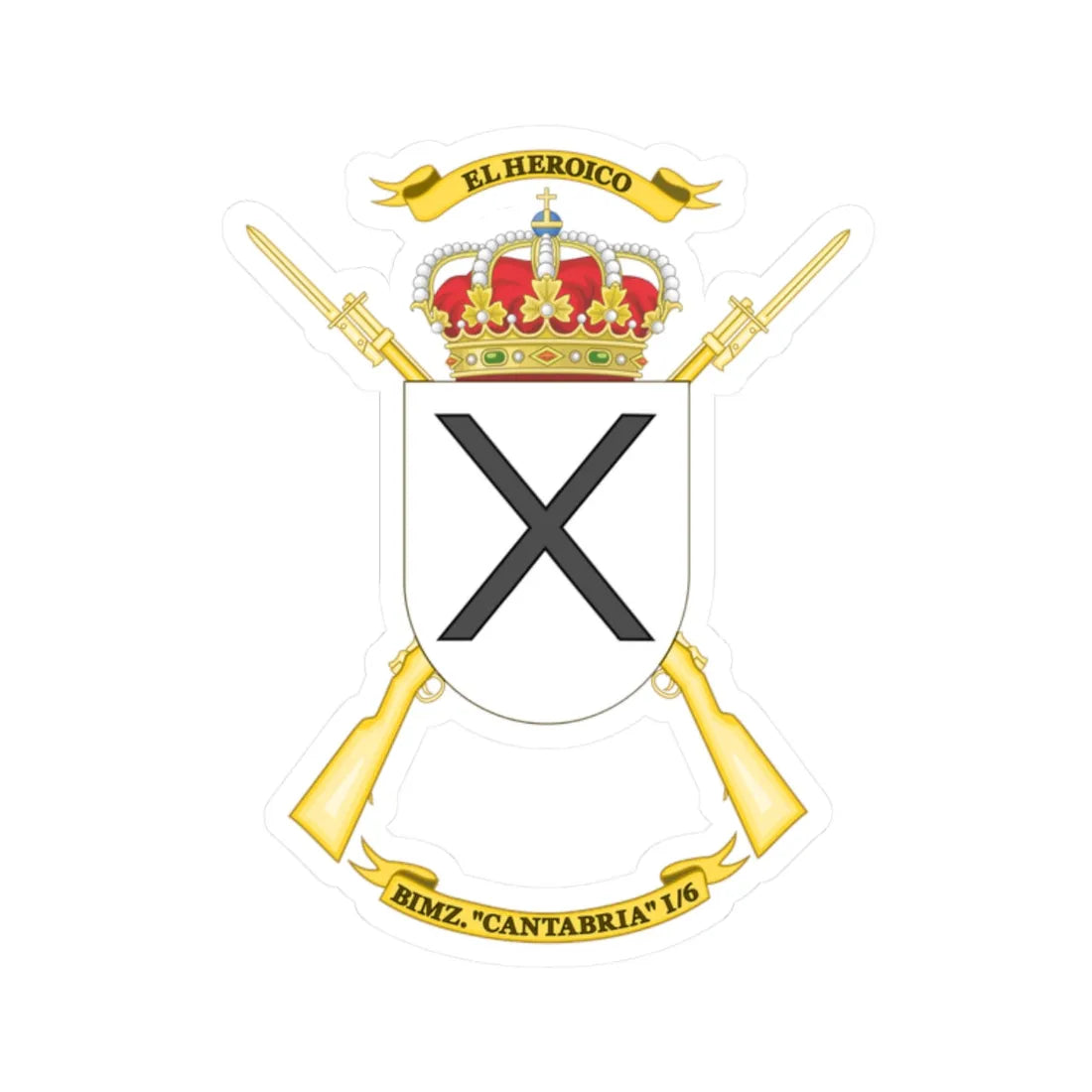 Coat of Arms of the 1st-6 Mechanized Infantry Battalion Cantabria (Spain) (Coat of Arms) STICKER Vinyl Kiss-Cut Decal 2 Inch White - The Sticker Space