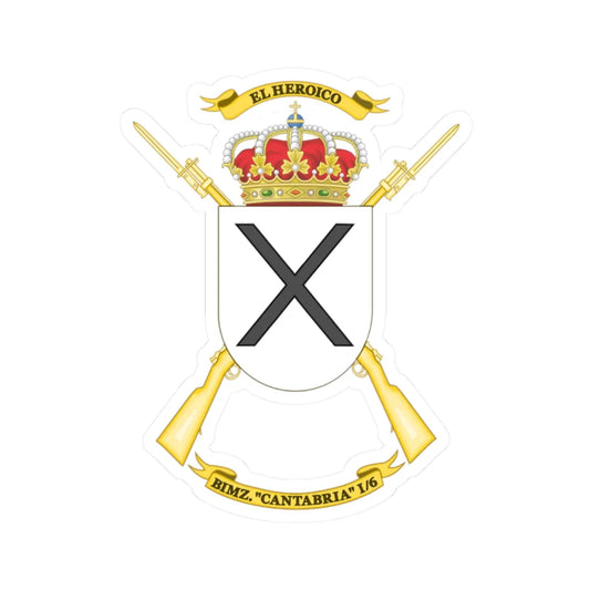 Coat of Arms of the 1st-6 Mechanized Infantry Battalion Cantabria (Spain) (Coat of Arms) STICKER Vinyl Kiss-Cut Decal 2 Inch White - The Sticker Space