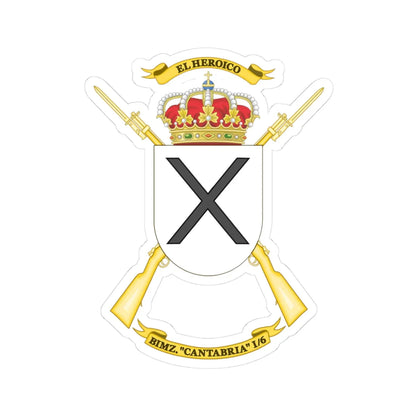 Coat of Arms of the 1st-6 Mechanized Infantry Battalion Cantabria (Spain) (Coat of Arms) STICKER Vinyl Kiss-Cut Decal 3 Inch White - The Sticker Space