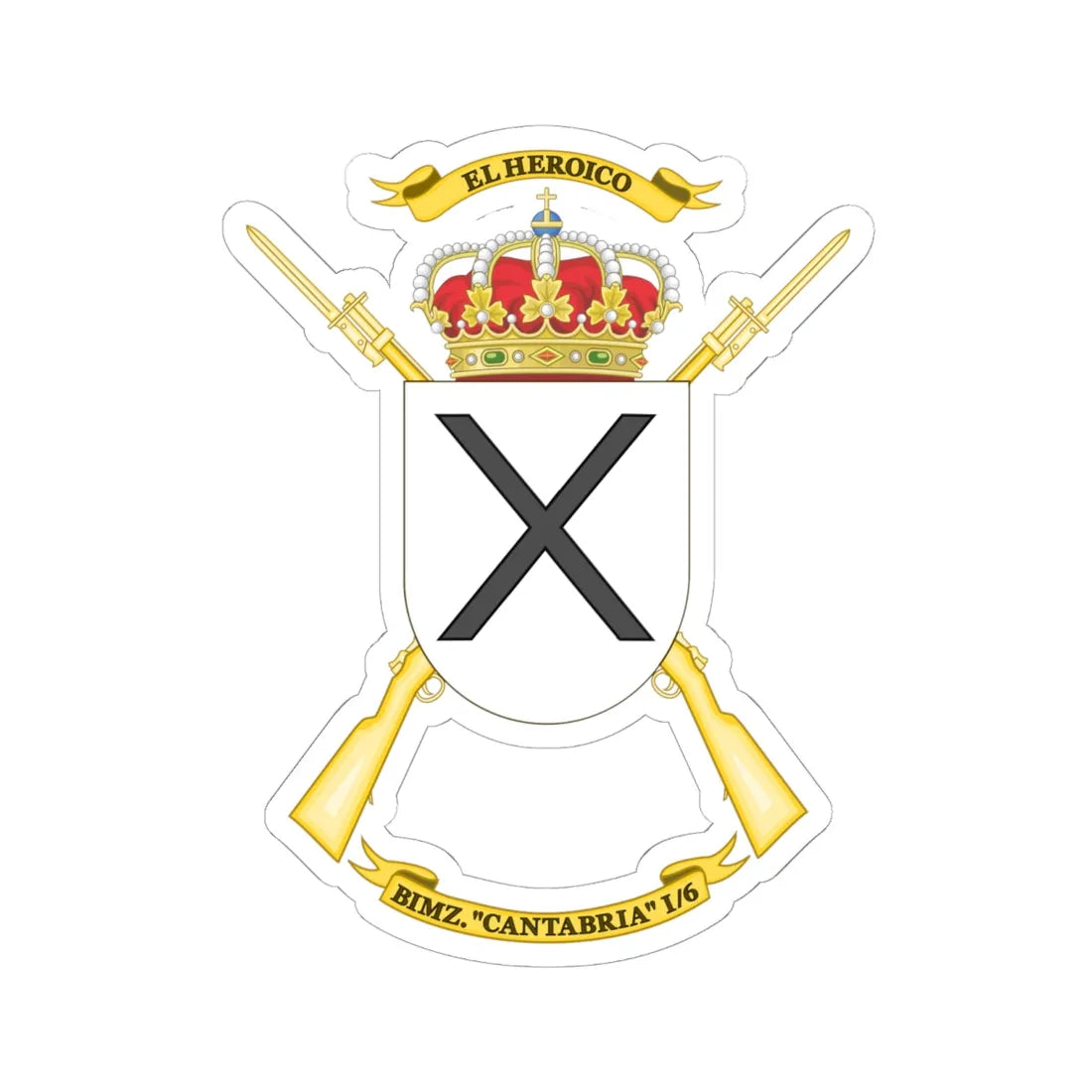 Coat of Arms of the 1st-6 Mechanized Infantry Battalion Cantabria (Spain) (Coat of Arms) STICKER Vinyl Kiss-Cut Decal 6 Inch White - The Sticker Space