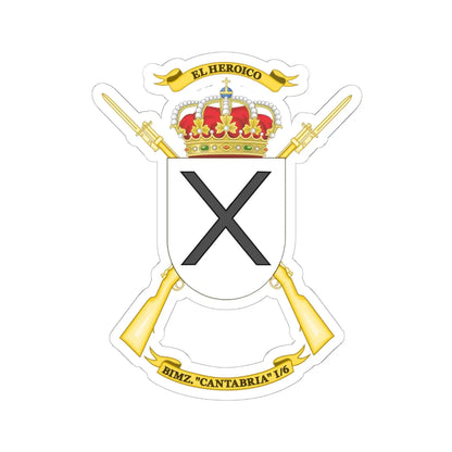 Coat of Arms of the 1st-6 Mechanized Infantry Battalion Cantabria (Spain) (Coat of Arms) STICKER Vinyl Kiss-Cut Decal 6 Inch White - The Sticker Space