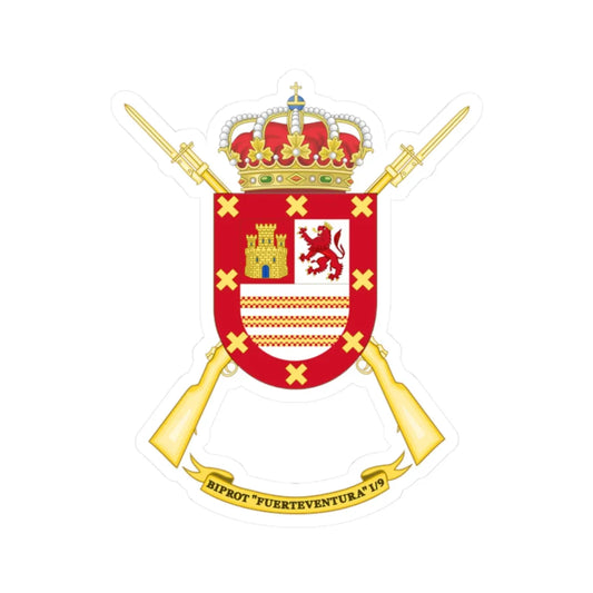 Coat of Arms of the 1st-9 Protected Infantry Battalion Fuerteventura (Spain) (Coat of Arms) STICKER Vinyl Kiss-Cut Decal 2 Inch White - The Sticker Space