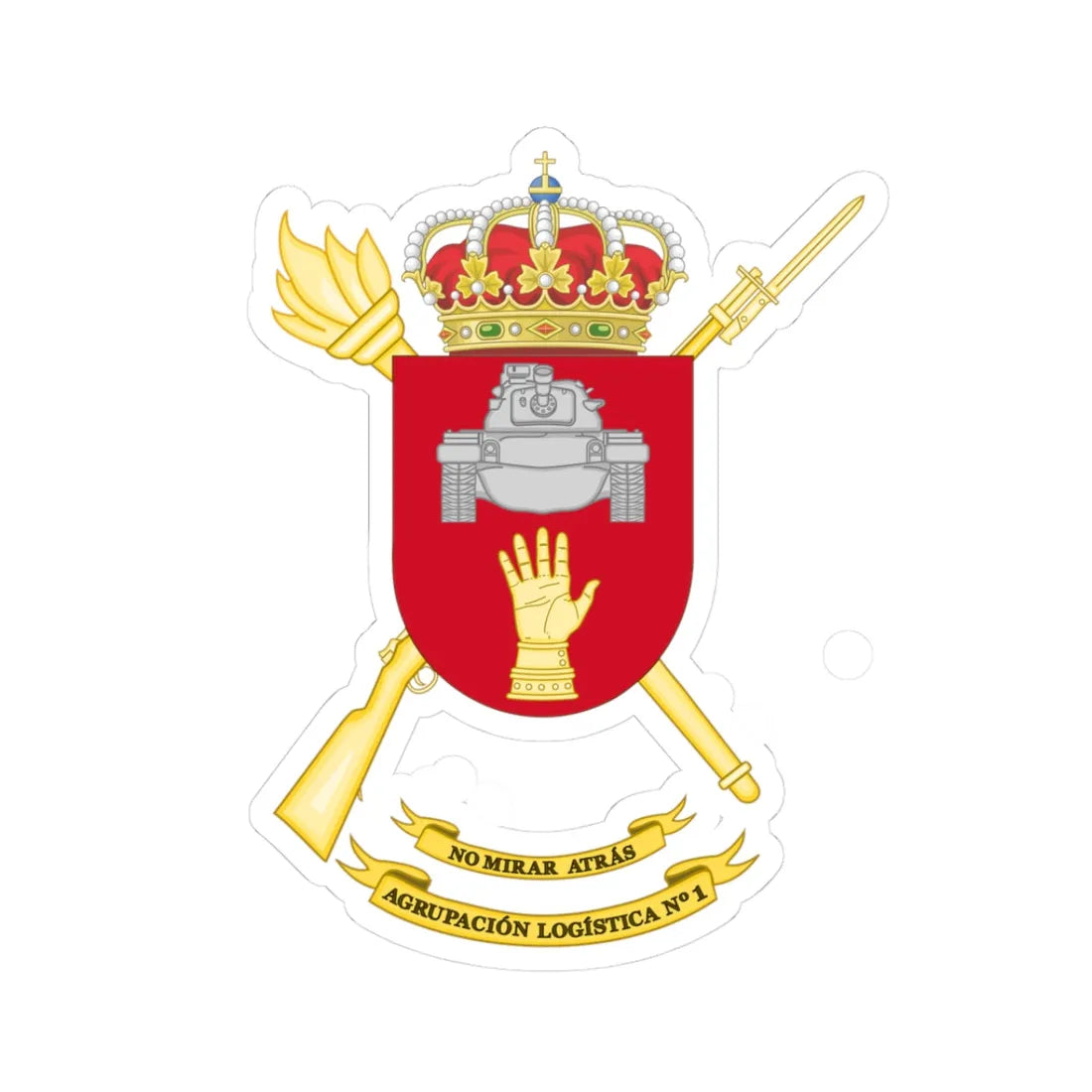 Coat of Arms of the 1st Divisional Logistics Group (Spain) (Coat of Arms) STICKER Vinyl Kiss-Cut Decal 3 Inch White - The Sticker Space