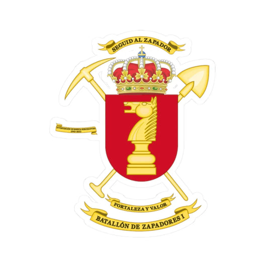 Coat of Arms of the 1st Engineer Battalion (Spain) (Coat of Arms) STICKER Vinyl Kiss-Cut Decal 2 Inch White - The Sticker Space