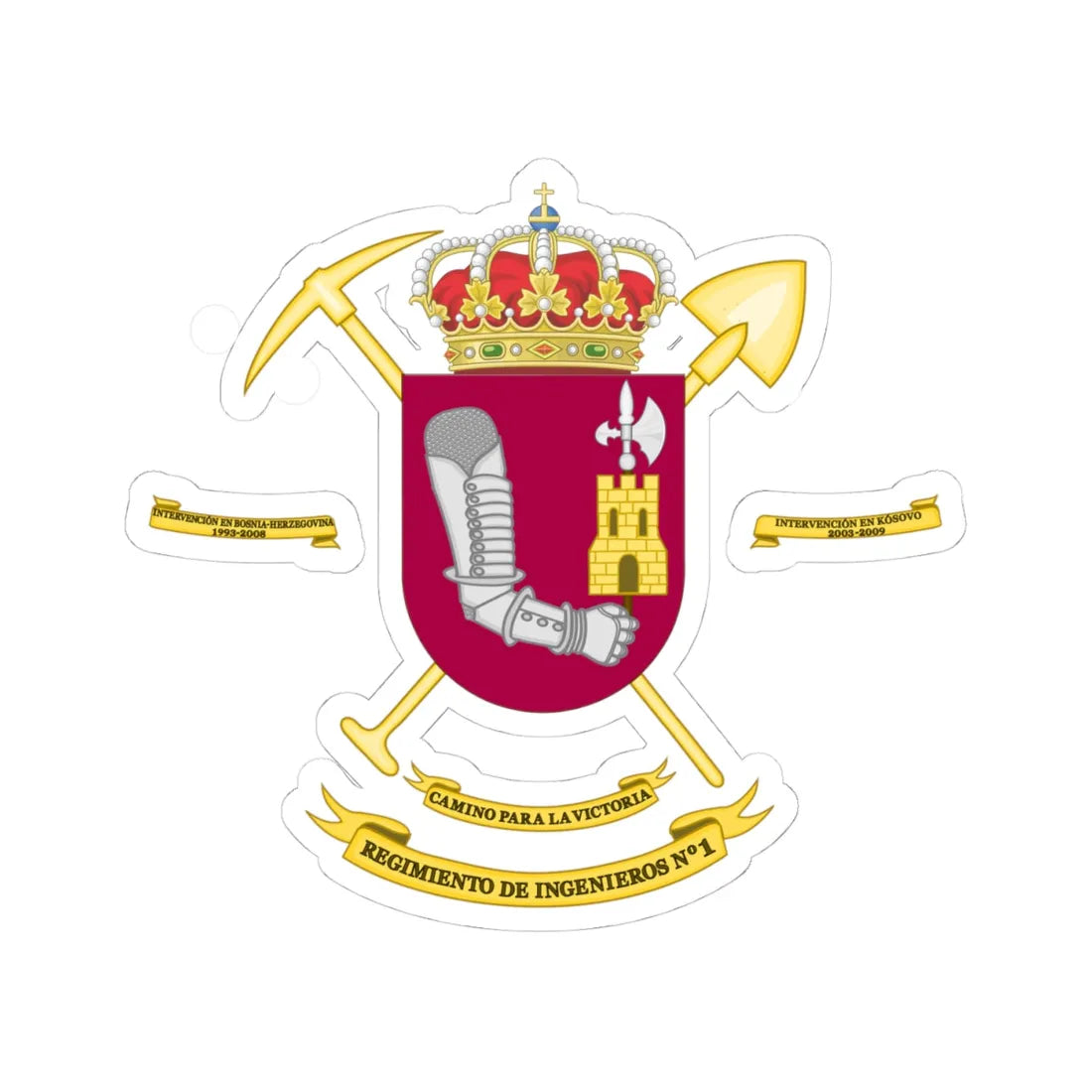 Coat of Arms of the 1st Engineer Regiment (Spain) (Coat of Arms) STICKER Vinyl Kiss-Cut Decal - The Sticker Space
