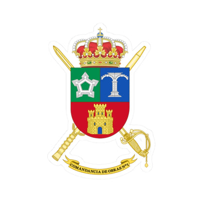 Coat of Arms of the 1st Spanish Army Construction Command (Spain) (Coat of Arms) STICKER Vinyl Kiss-Cut Decal 2 Inch White - The Sticker Space
