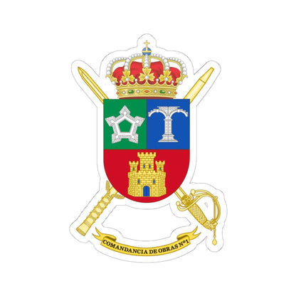 Coat of Arms of the 1st Spanish Army Construction Command (Spain) (Coat of Arms) STICKER Vinyl Kiss-Cut Decal 6 Inch White - The Sticker Space
