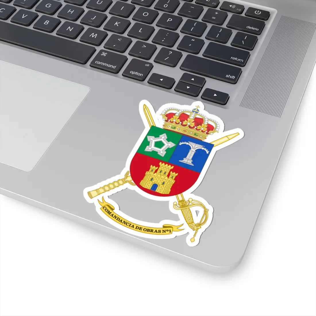 Coat of Arms of the 1st Spanish Army Construction Command (Spain) (Coat of Arms) STICKER Vinyl Kiss-Cut Decal - The Sticker Space