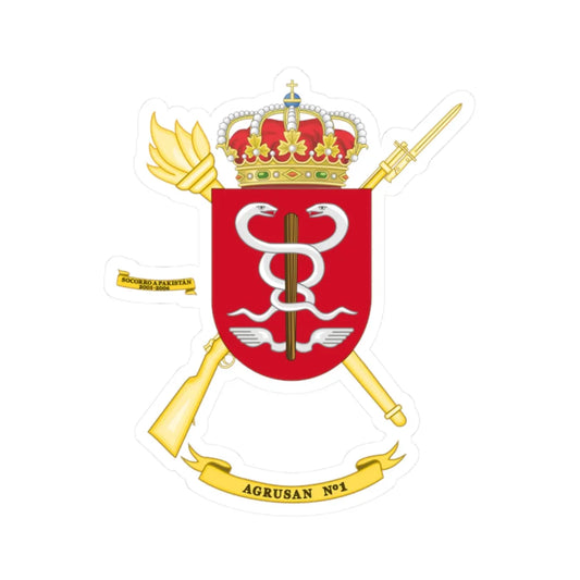 Coat of Arms of the 1st Spanish Army Health Services Group (Spain) (Coat of Arms) STICKER Vinyl Kiss-Cut Decal 2 Inch White - The Sticker Space