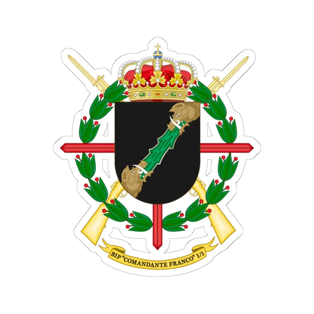 Coat of Arms of the 1st Spanish Legion Flag Comandante Franco (Spain) (Coat of Arms) STICKER Vinyl Kiss-Cut Decal 6 Inch White - The Sticker Space