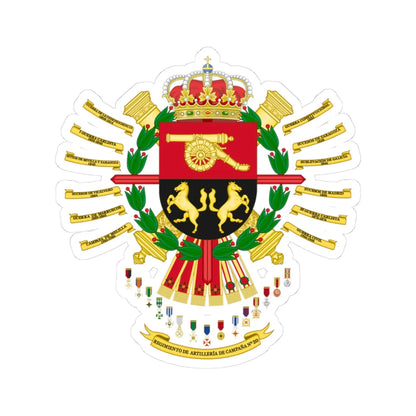 Coat of Arms of the 20th Field Artillery Regiment (Spain) (Coat of Arms) STICKER Vinyl Kiss-Cut Decal 3 Inch White - The Sticker Space