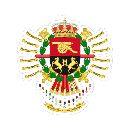 Coat of Arms of the 20th Field Artillery Regiment (Spain) (Coat of Arms) STICKER Vinyl Kiss-Cut Decal 4 Inch White - The Sticker Space