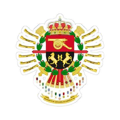 Coat of Arms of the 20th Field Artillery Regiment (Spain) (Coat of Arms) STICKER Vinyl Kiss-Cut Decal 6 Inch White - The Sticker Space
