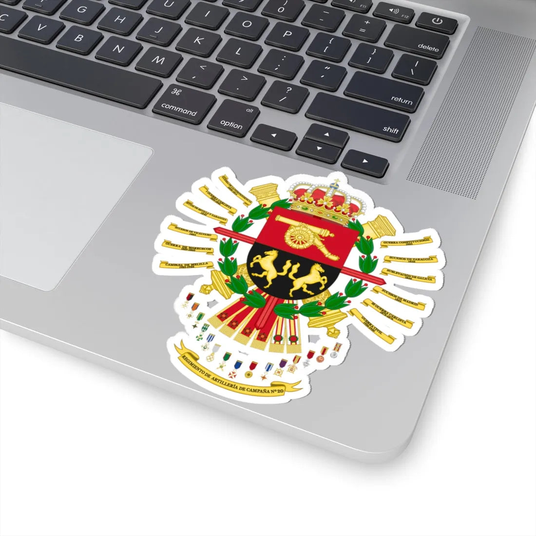Coat of Arms of the 20th Field Artillery Regiment (Spain) (Coat of Arms) STICKER Vinyl Kiss-Cut Decal - The Sticker Space