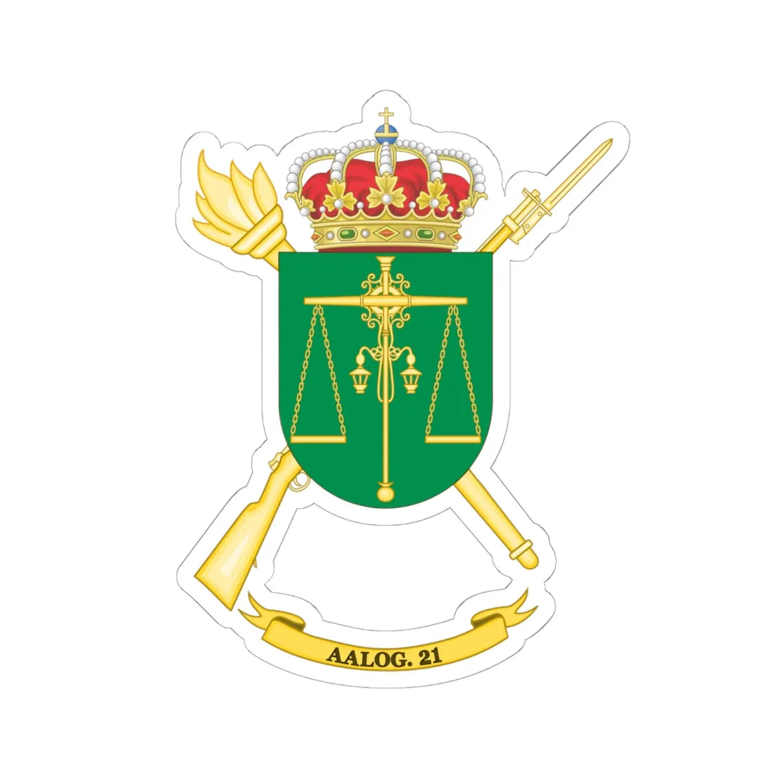 Coat of Arms of the 21st Logistics Support Group (Spain) (Coat of Arms) STICKER Vinyl Kiss-Cut Decal 6 Inch White - The Sticker Space