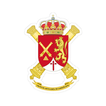 Coat of Arms of the 2nd-11 Field Artillery Battalion (Spain) (Coat of Arms) STICKER Vinyl Kiss-Cut Decal 3 Inch White - The Sticker Space