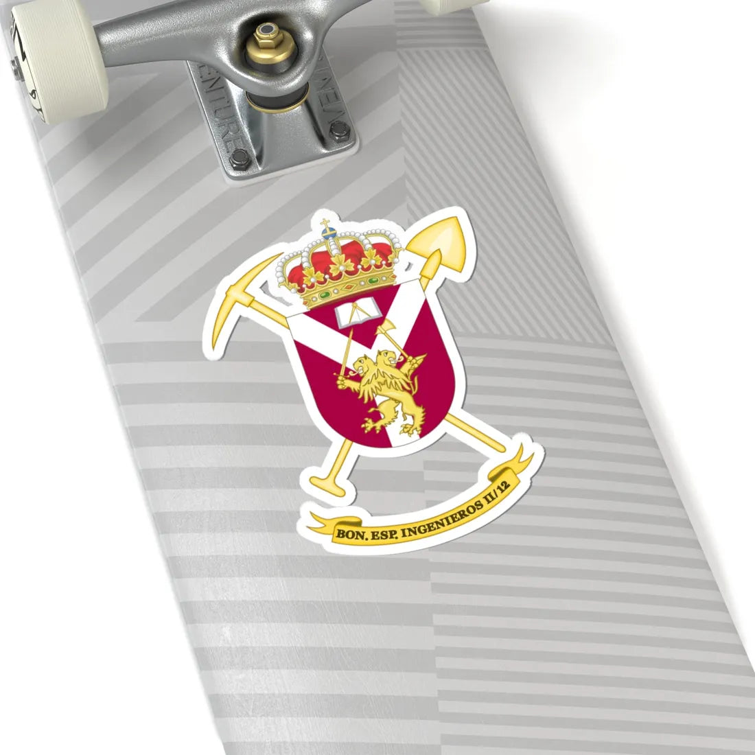 Coat of Arms of the 2nd-12 Railroad Building Battalion (Spain) (Coat of Arms) STICKER Vinyl Kiss-Cut Decal - The Sticker Space