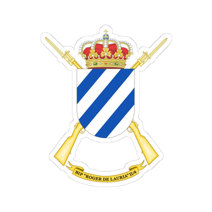 Coat of Arms of the 2nd-4 Protected Infantry Flag Roger de Lauria (Spain) (Coat of Arms) STICKER Vinyl Kiss-Cut Decal 4 Inch White - The Sticker Space