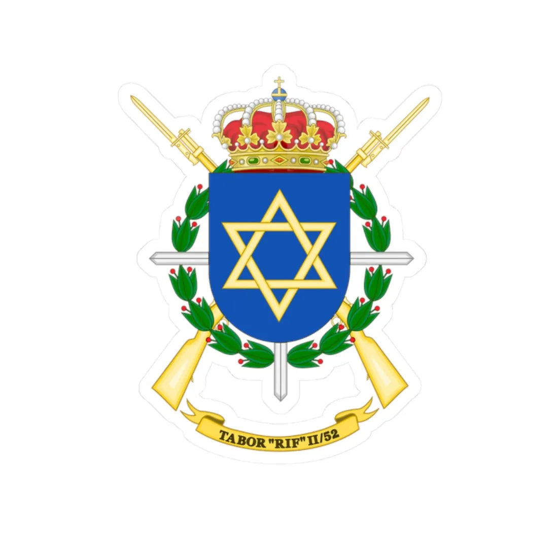Coat of Arms of the 2nd-52 Regulares Battalion Rif (Spain) (Coat of Arms) STICKER Vinyl Kiss-Cut Decal 2 Inch White - The Sticker Space