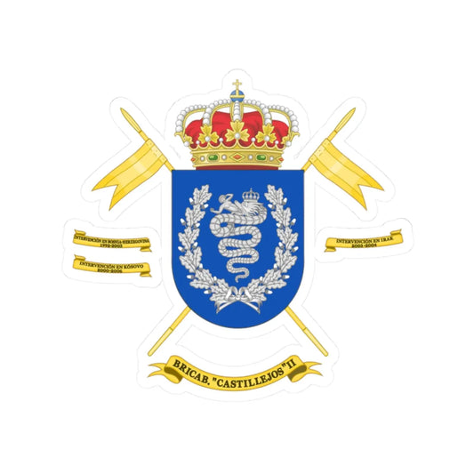 Coat of Arms of the 2nd Cavalry Brigade Castillejos (Spain) (Coat of Arms) STICKER Vinyl Kiss-Cut Decal 2 Inch White - The Sticker Space