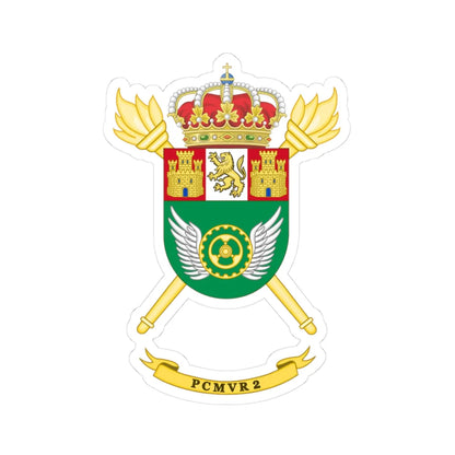 Coat of Arms of the 2nd PCMVR (Spain) (Coat of Arms) STICKER Vinyl Kiss-Cut Decal 3 Inch White - The Sticker Space