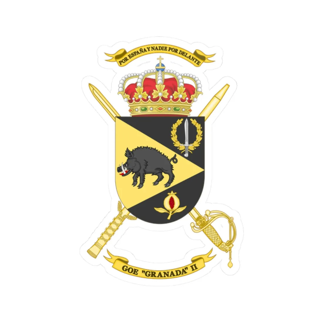 Coat of Arms of the 2nd Special Operations Group Granada (Spain) (Coat of Arms) STICKER Vinyl Kiss-Cut Decal 2 Inch White - The Sticker Space