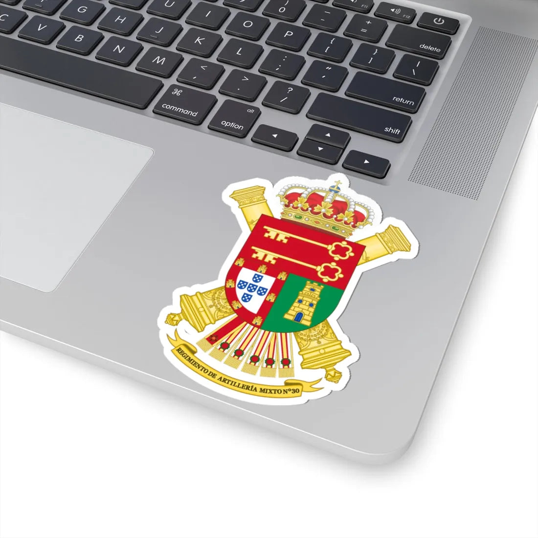 Coat of Arms of the 30th Mixed Artillery Regiment (Spain) (Coat of Arms) STICKER Vinyl Kiss-Cut Decal - The Sticker Space