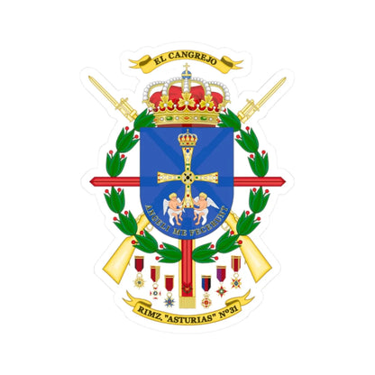 Coat of Arms of the 31st Mechanized Infantry Regiment Asturias (Spain) (Coat of Arms) STICKER Vinyl Kiss-Cut Decal 2 Inch White - The Sticker Space