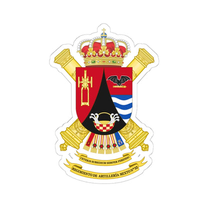 Coat of Arms of the 32nd Mixed Artillery Regiment (Spain) (Coat of Arms) STICKER Vinyl Kiss-Cut Decal 6 Inch White - The Sticker Space
