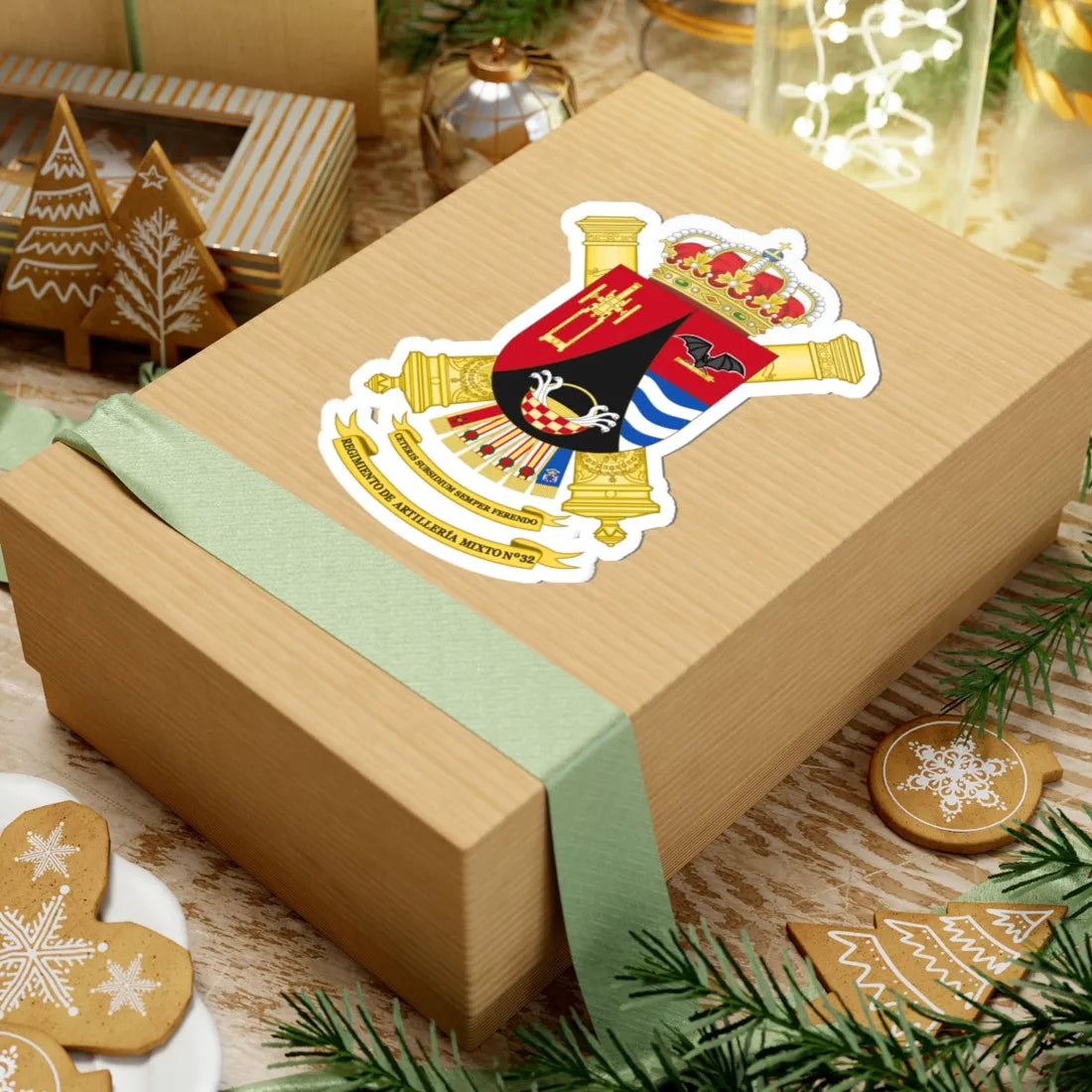 Coat of Arms of the 32nd Mixed Artillery Regiment (Spain) (Coat of Arms) STICKER Vinyl Kiss-Cut Decal - The Sticker Space