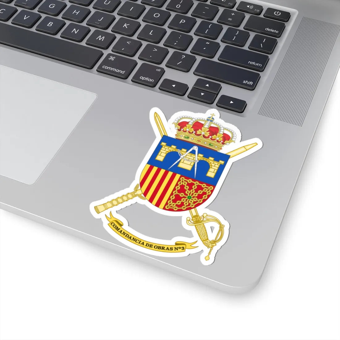 Coat of Arms of the 3rd Spanish Army Construction Command (Spain) (Coat of Arms) STICKER Vinyl Kiss-Cut Decal - The Sticker Space