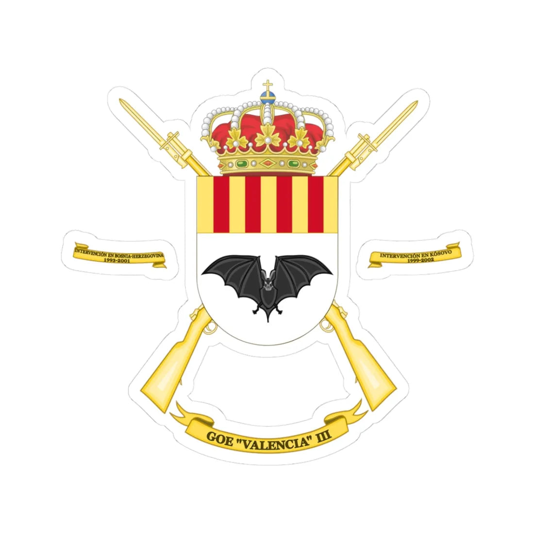 Coat of Arms of the 3rd Special Operations Group Valencia (Spain) (Coat of Arms) STICKER Vinyl Kiss-Cut Decal 3 Inch White - The Sticker Space