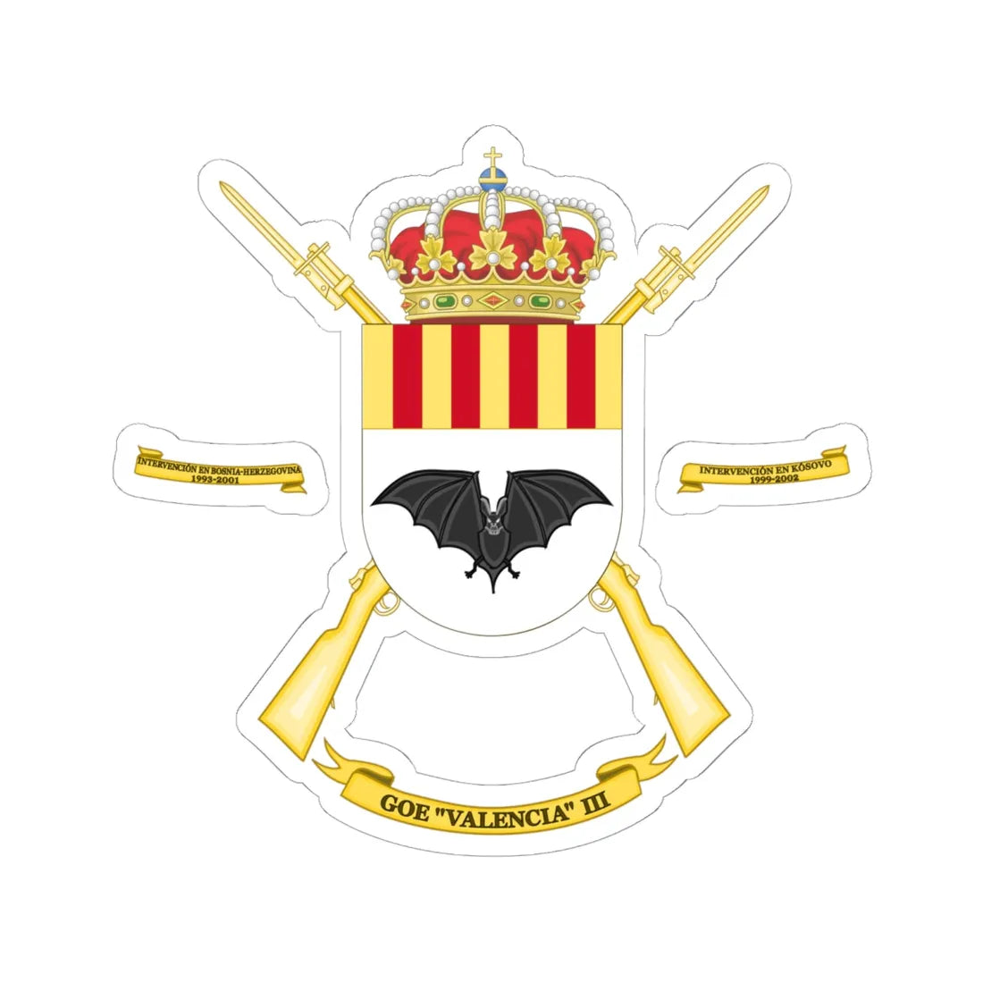 Coat of Arms of the 3rd Special Operations Group Valencia (Spain) (Coat of Arms) STICKER Vinyl Kiss-Cut Decal 6 Inch White - The Sticker Space
