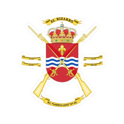 Coat of Arms of the 45th Infantry Regiment Garellano (Spain) (Coat of Arms) STICKER Vinyl Kiss-Cut Decal 2 Inch White - The Sticker Space