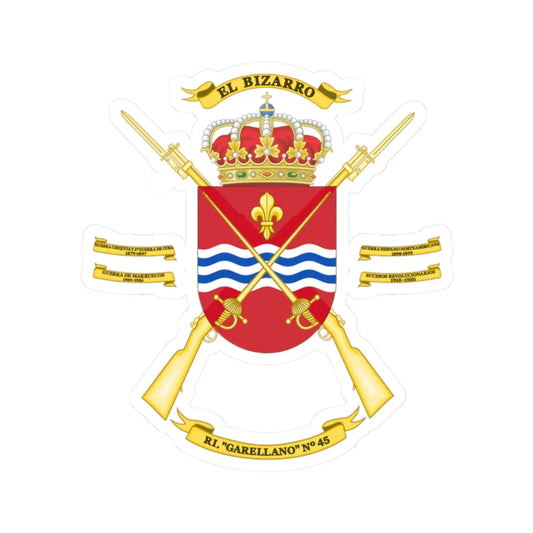 Coat of Arms of the 45th Infantry Regiment Garellano (Spain) (Coat of Arms) STICKER Vinyl Kiss-Cut Decal 2 Inch White - The Sticker Space