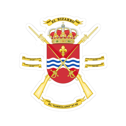 Coat of Arms of the 45th Infantry Regiment Garellano (Spain) (Coat of Arms) STICKER Vinyl Kiss-Cut Decal 3 Inch White - The Sticker Space