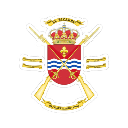 Coat of Arms of the 45th Infantry Regiment Garellano (Spain) (Coat of Arms) STICKER Vinyl Kiss-Cut Decal 4 Inch White - The Sticker Space