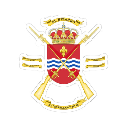 Coat of Arms of the 45th Infantry Regiment Garellano (Spain) (Coat of Arms) STICKER Vinyl Kiss-Cut Decal 6 Inch White - The Sticker Space