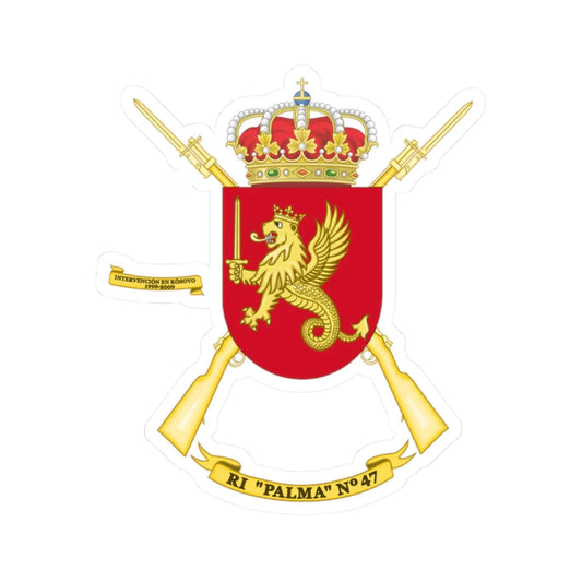 Coat of Arms of the 47th Infantry Regiment Palma (Spain) (Coat of Arms) STICKER Vinyl Kiss-Cut Decal 2 Inch White - The Sticker Space